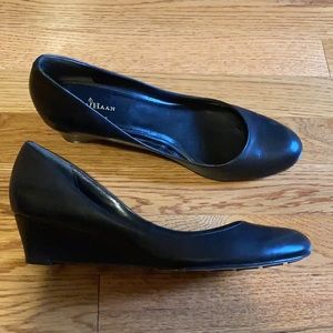 Cole Haan Black Leather Wedge Heels